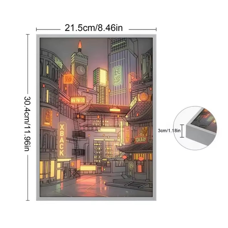 Beautiful City Night View Light Painting Photo Frame