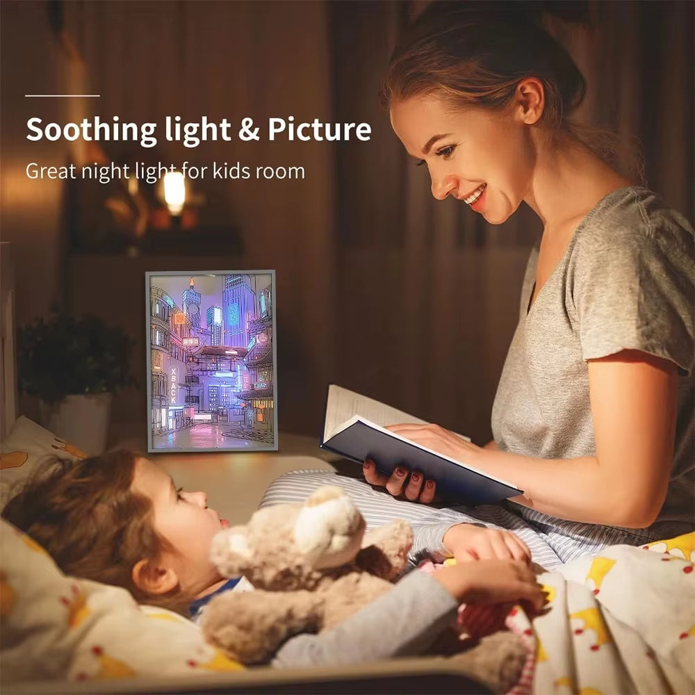 Beautiful City Night View Light Painting Photo Frame