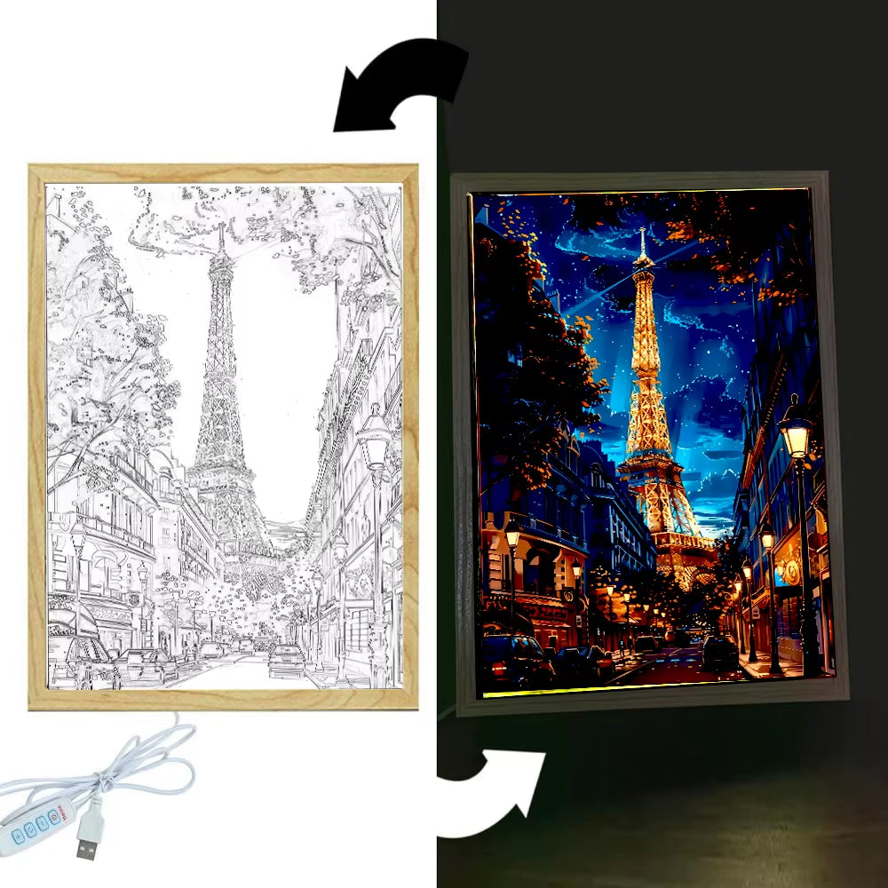 Paris Light Painting Photo Frame
