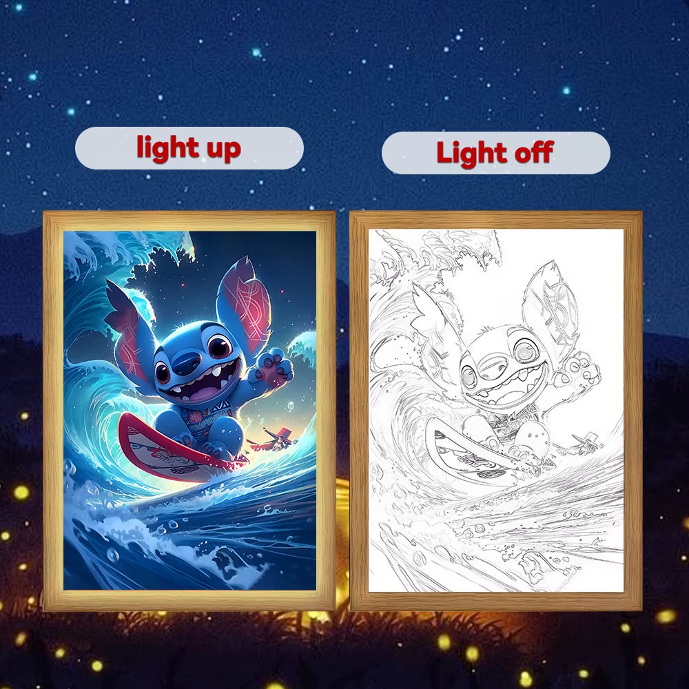 Stitch Light Painting Photo Frame
