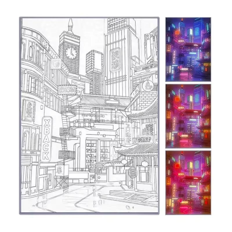 Beautiful City Night View Light Painting Photo Frame