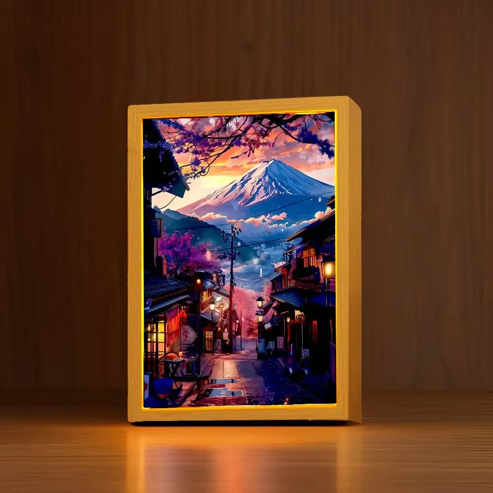 Mount Fuji, Japan Light Painting Photo Frame