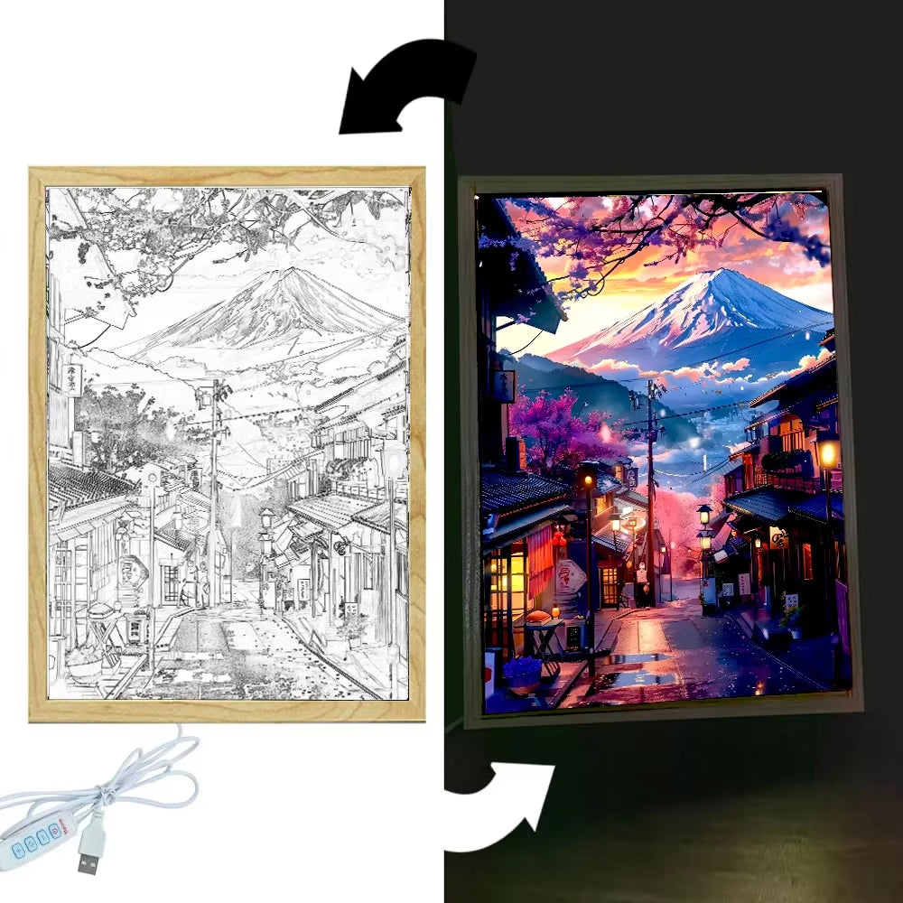 Mount Fuji, Japan Light Painting Photo Frame