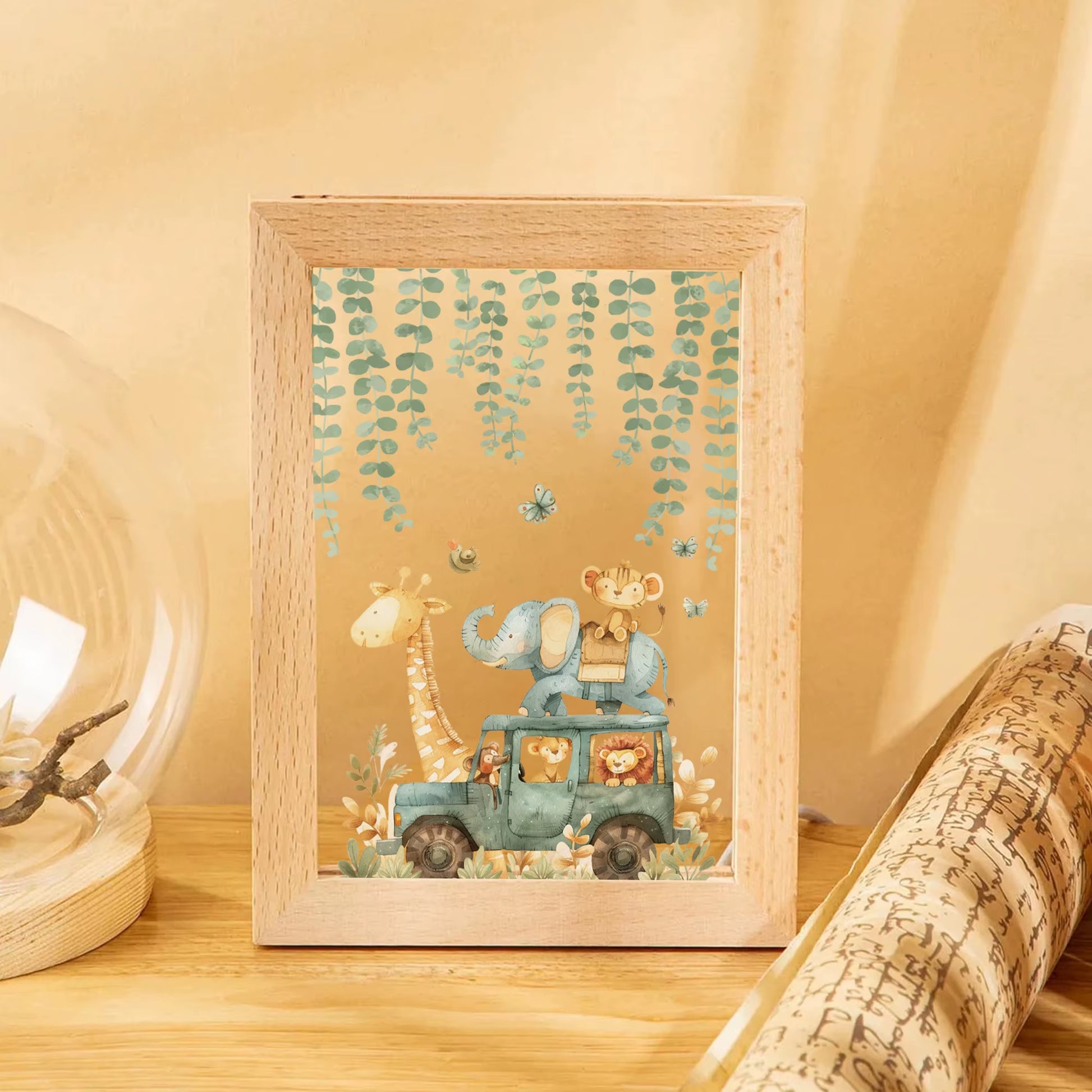 2D Flat Animal LED Wood Photo Frame