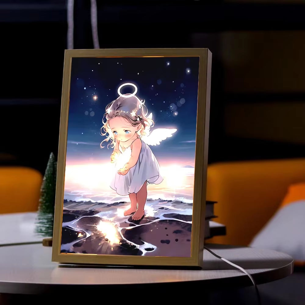 Cute Angel Light Painting Picture Frame