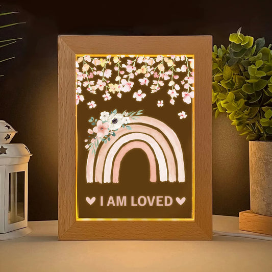 2D Flat Flower Rainbow LED Wood Photo Frame