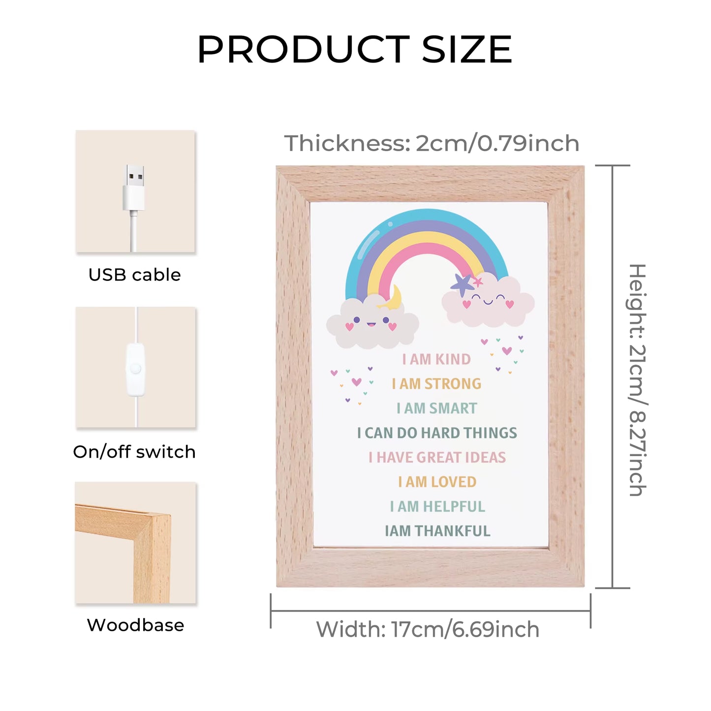 2D Flat Rainbow LED Wood Photo Frame