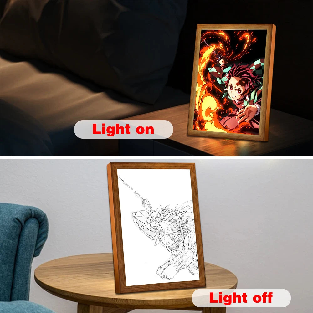 Demon Slayer Anime Figure Light Painting Photo Frame