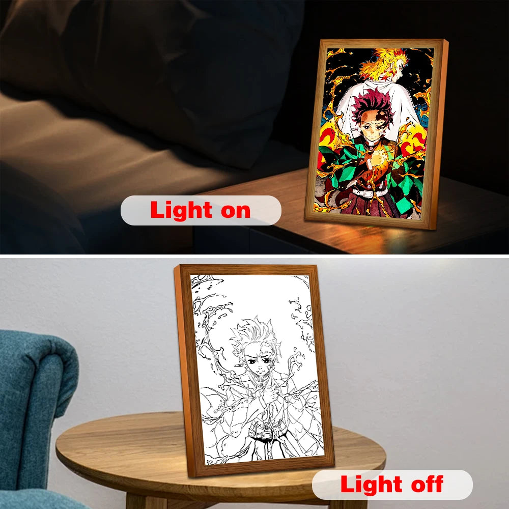 Demon Slayer Anime Figure Light Painting Photo Frame