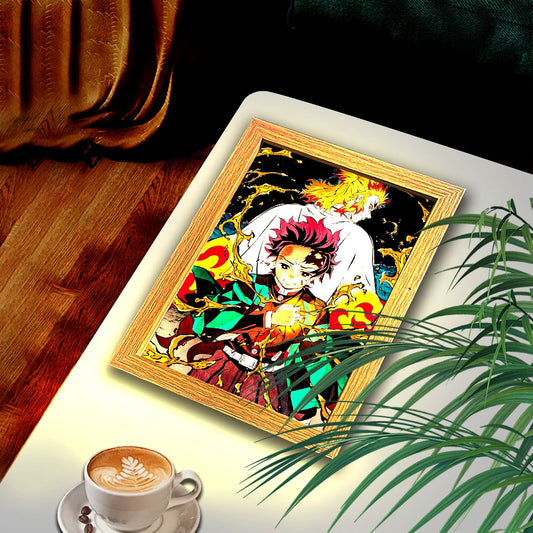 Demon Slayer Anime Figure Light Painting Photo Frame