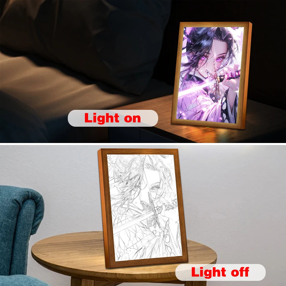 Demon Slayer Anime Figure Light Painting Photo Frame