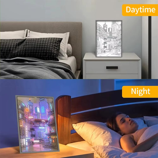 Beautiful City Night View Light Painting Photo Frame