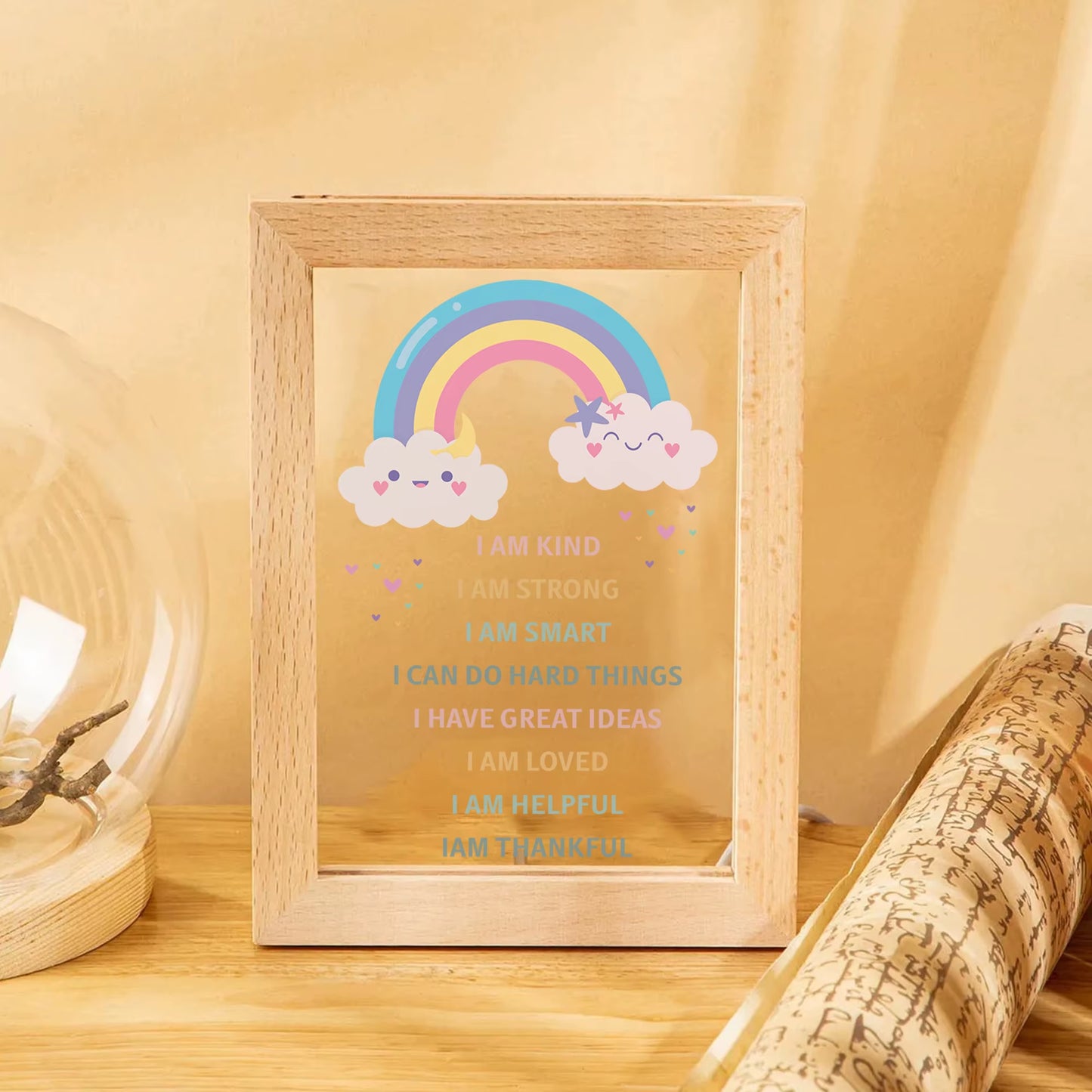 2D Flat Rainbow LED Wood Photo Frame