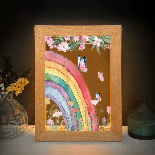 2D Flat Butterfly Flower LED Wood Photo Frame