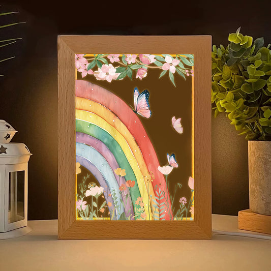 2D Flat Butterfly Flower LED Wood Photo Frame