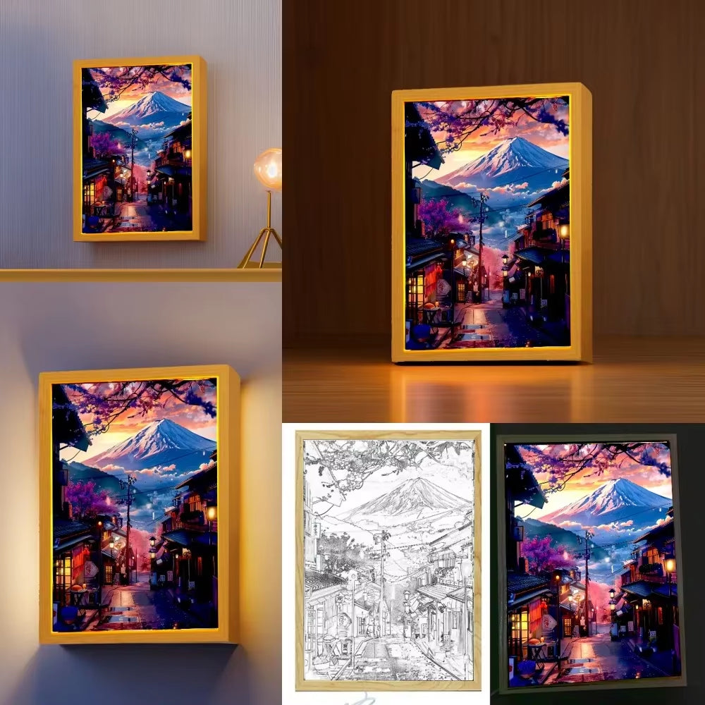 Mount Fuji, Japan Light Painting Photo Frame