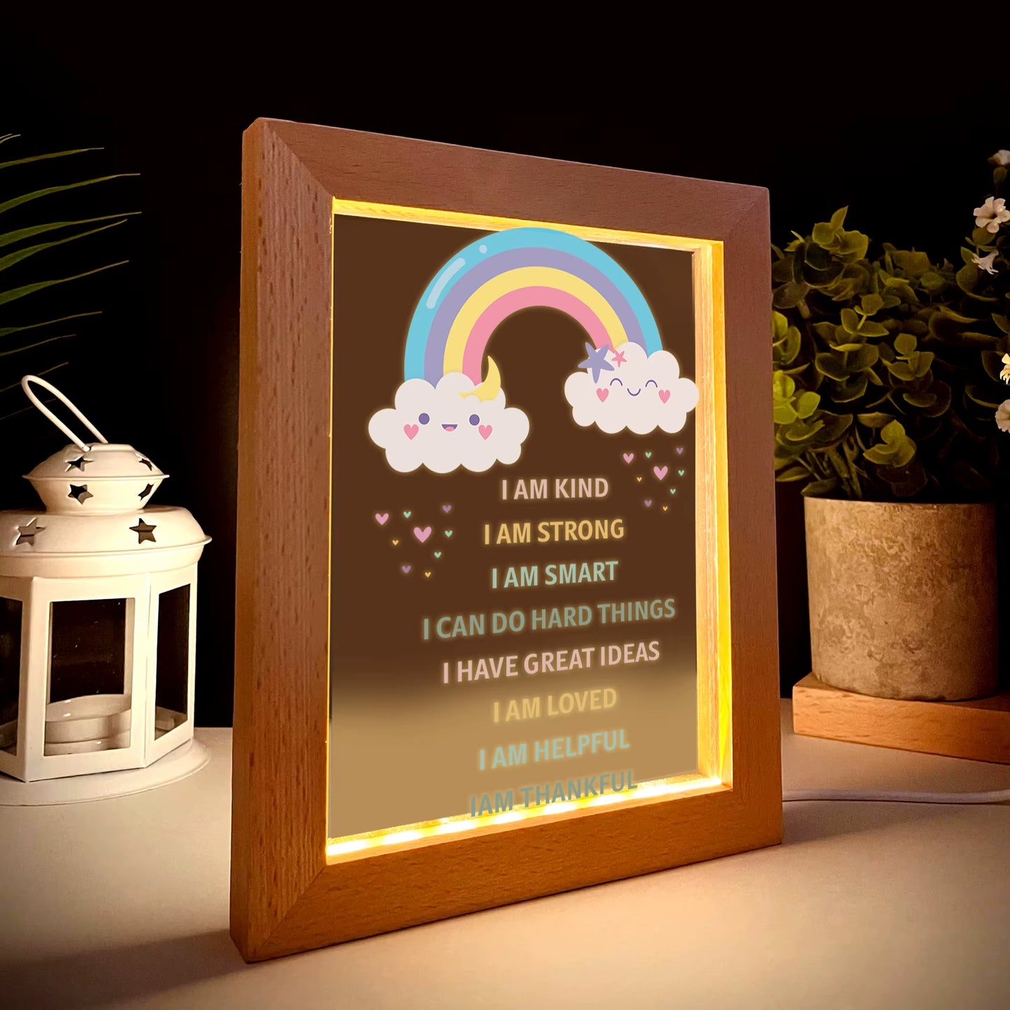 2D Flat Rainbow LED Wood Photo Frame