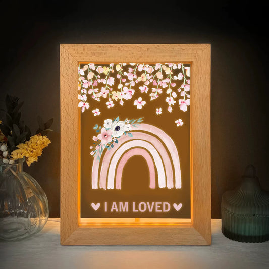 2D Flat Flower Rainbow LED Wood Photo Frame