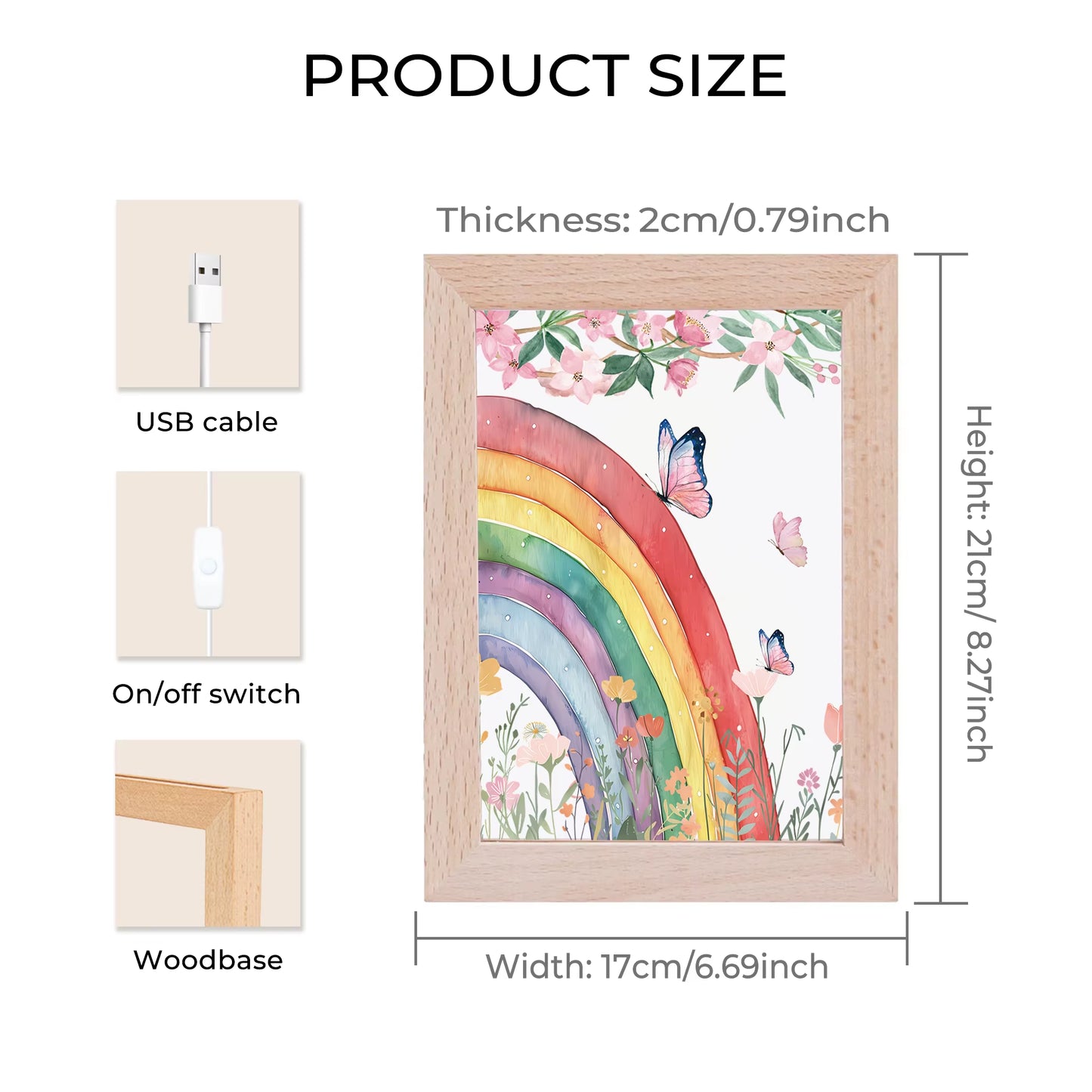 2D Flat Butterfly Flower LED Wood Photo Frame