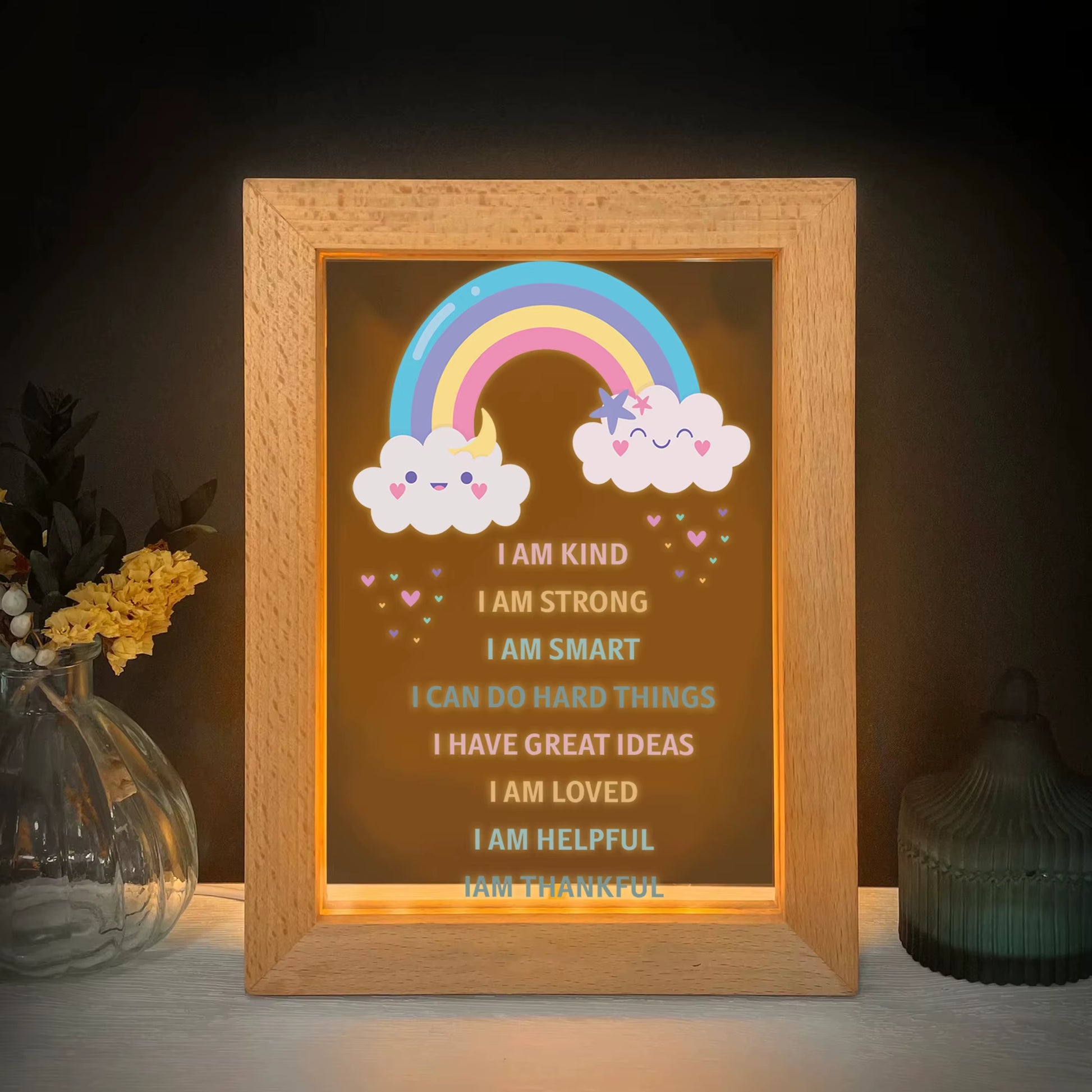 2D Flat Rainbow LED Wood Photo Frame