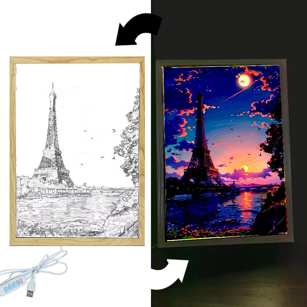 Paris Light Painting Photo Frame
