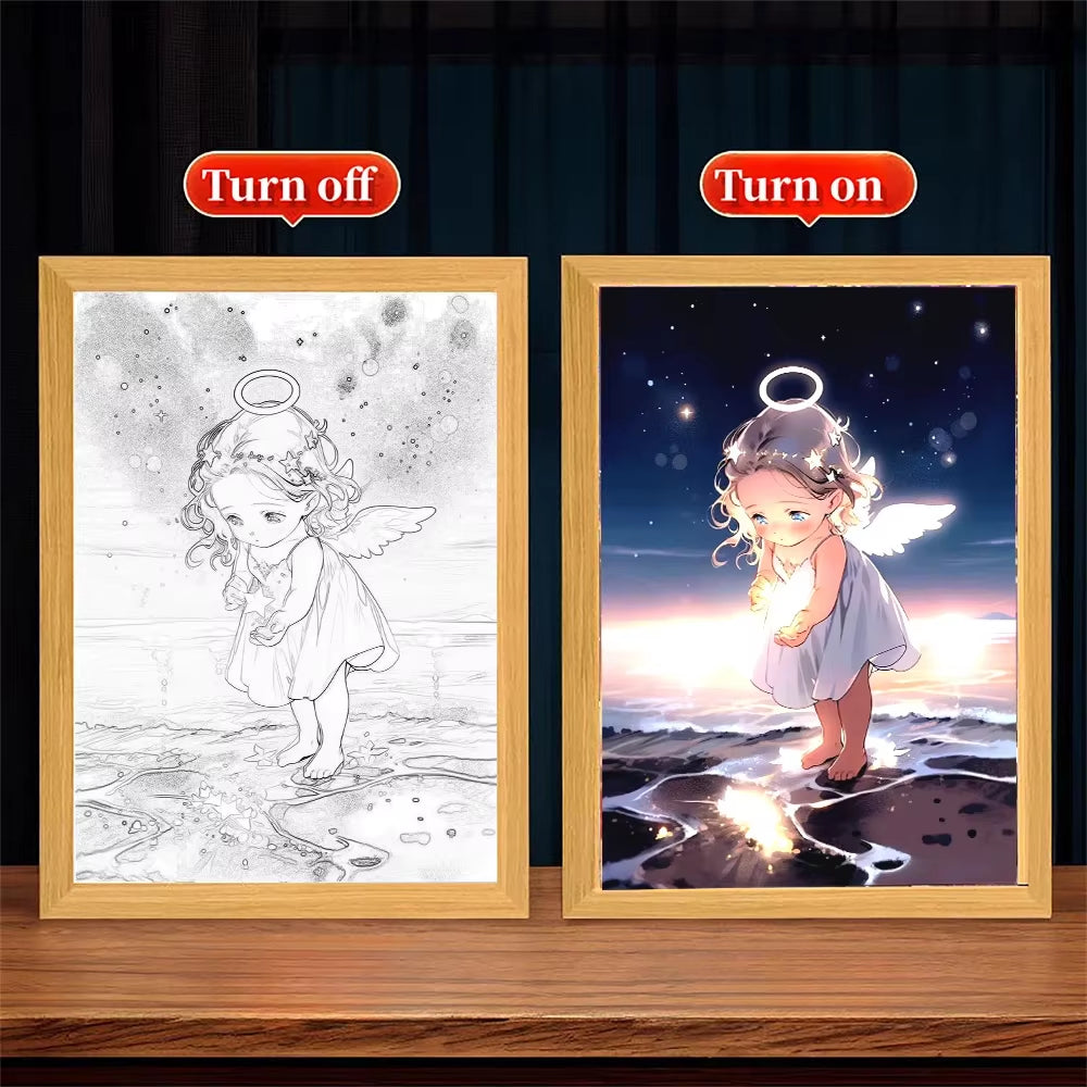 Cute Angel Light Painting Picture Frame