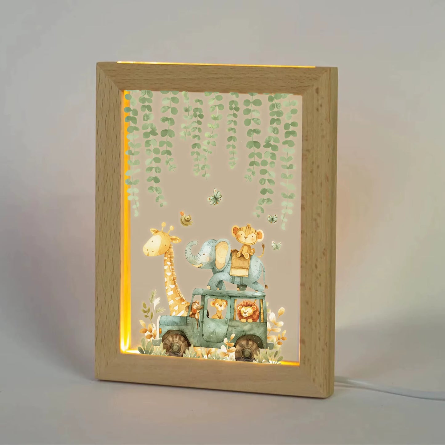 2D Flat Animal LED Wood Photo Frame