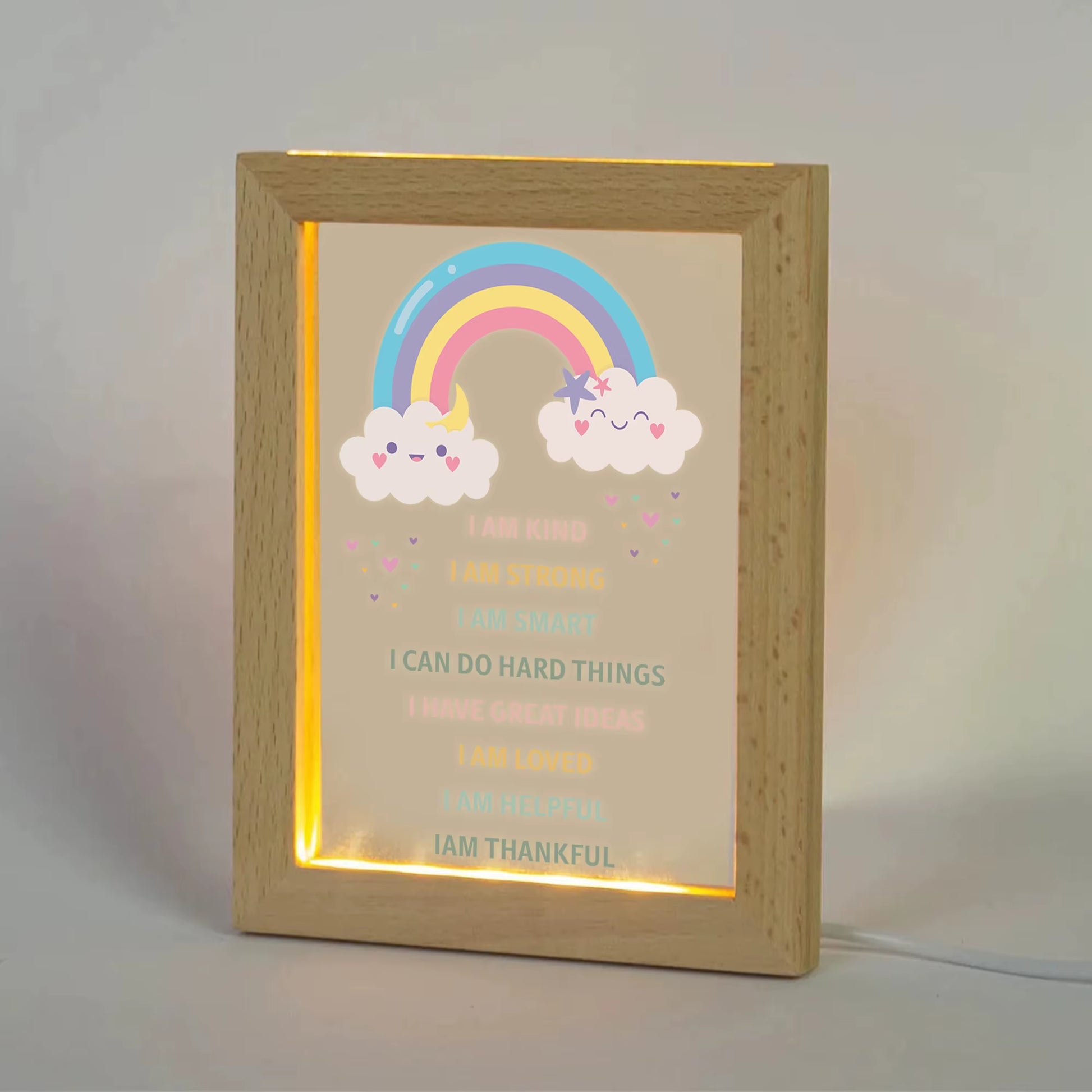 2D Flat Rainbow LED Wood Photo Frame