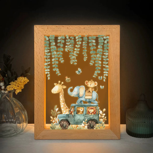 2D Flat Animal LED Wood Photo Frame